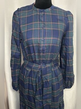 Plaid Long Sleeve Maxi Dress